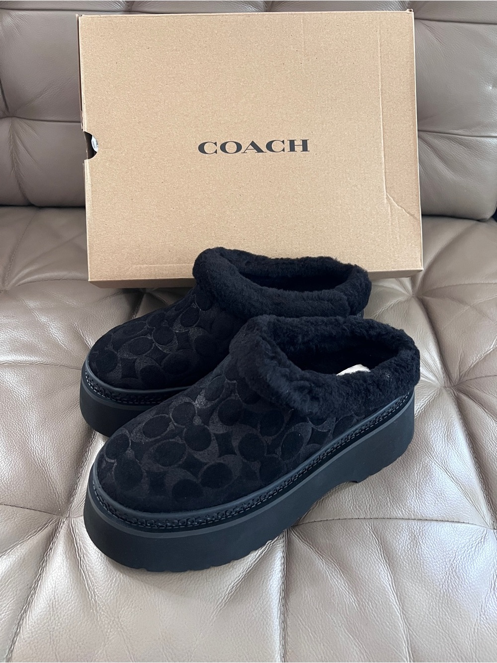 New Coach Cecelia Clog In Signature Suede Women Size 8